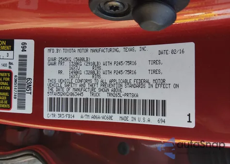 2016 Toyota Tacoma Sr z USA, uszkodzony, nr VIN 5TFAX5GNXGX063445